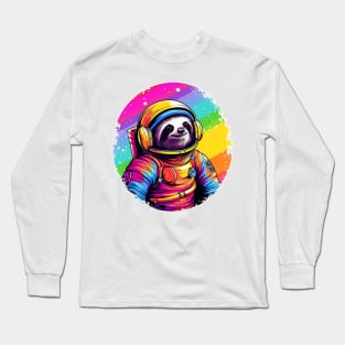 Rainbow Sloth Astronaut Long Sleeve T-Shirt